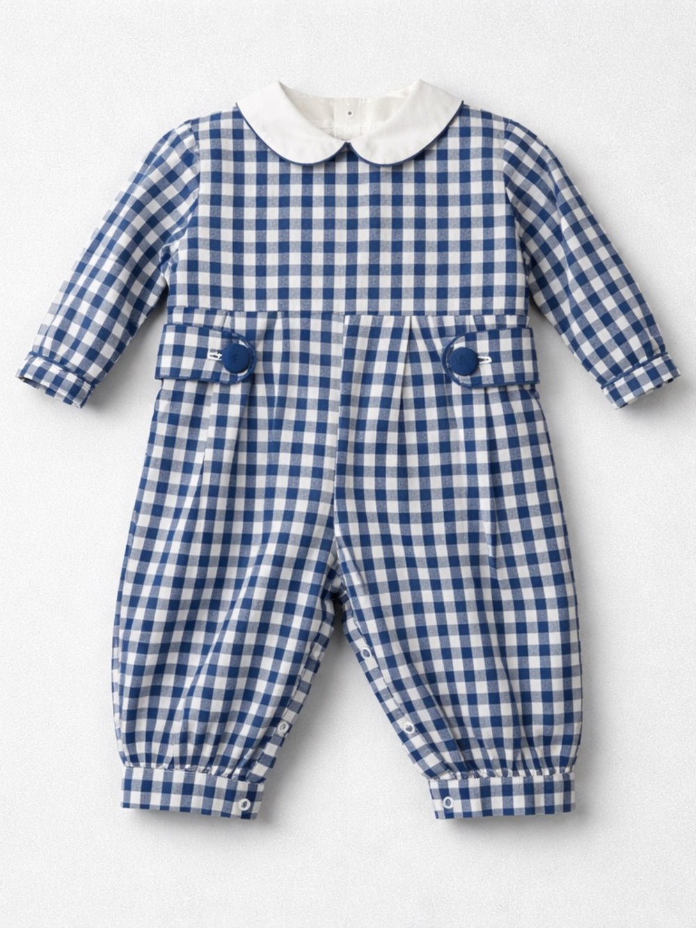 The Socking Bug blue gingham Peter Pan collar jumper size 6 m